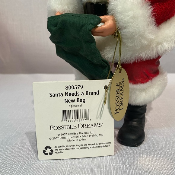 Possible Dreams 2007 "Santa Needs A New Bag" 800597 w/Box & Hangtags 2 Pieces - Picture 3 of 14